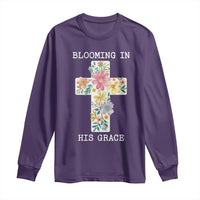 Blooming in His Grace Boho Christian Wildflower Long Sleeve Shirt Floral Cross Religious