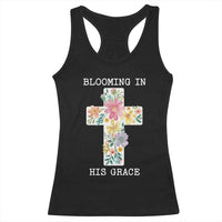 Blooming in His Grace Boho Christian Wildflower Racerback Tank Top Floral Cross Religious