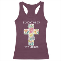 Blooming in His Grace Boho Christian Wildflower Racerback Tank Top Floral Cross Religious
