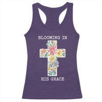 Blooming in His Grace Boho Christian Wildflower Racerback Tank Top Floral Cross Religious