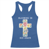 Blooming in His Grace Boho Christian Wildflower Racerback Tank Top Floral Cross Religious