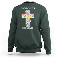 Blooming in His Grace Boho Christian Wildflower Sweatshirt Floral Cross Religious