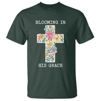 Blooming in His Grace Boho Christian Wildflower T Shirt Floral Cross Religious