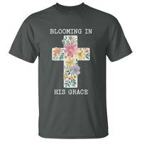 Blooming in His Grace Boho Christian Wildflower T Shirt Floral Cross Religious