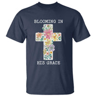 Blooming in His Grace Boho Christian Wildflower T Shirt Floral Cross Religious
