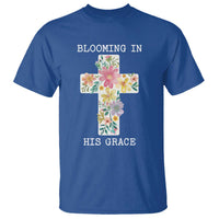 Blooming in His Grace Boho Christian Wildflower T Shirt Floral Cross Religious