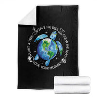Earth Day Sea Turtle Throw Blanket Save Bees Plant Trees Clean Seas Environmentalist
