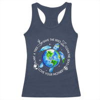 Earth Day Sea Turtle Racerback Tank Top Save Bees Plant Trees Clean Seas Environmentalist