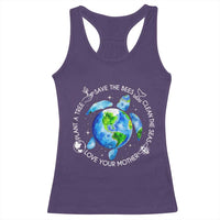 Earth Day Sea Turtle Racerback Tank Top Save Bees Plant Trees Clean Seas Environmentalist