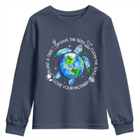 Earth Day Sea Turtle Youth Sweatshirt Save Bees Plant Trees Clean Seas Environmentalist