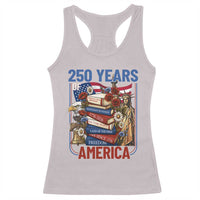250 Years American Anniversary Racerback Tank Top Patriotic Book Reader 4th of July