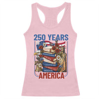 250 Years American Anniversary Racerback Tank Top Patriotic Book Reader 4th of July