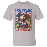 250 Years American Anniversary T Shirt Patriotic Book Reader 4th of July