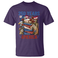 250 Years American Anniversary T Shirt Patriotic Book Reader 4th of July