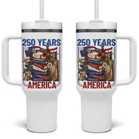 250 Years American Anniversary Tumbler With Handle Patriotic Book Reader 4th of July