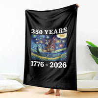 250th America Anniversary Throw Blanket Starry Night Patriotic Eagle Liberty Bell American Flag