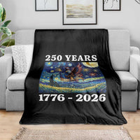 250th America Anniversary Throw Blanket Starry Night Patriotic Eagle Liberty Bell American Flag
