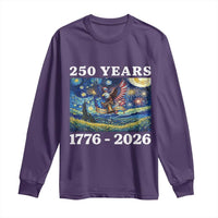 250th America Anniversary Long Sleeve Shirt Starry Night Patriotic Eagle Liberty Bell American Flag