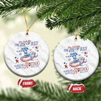 Western Cowgirl You Look Like the 4th of July Ceramic Ornament Makes Me Want A Hot Dog Real Bad