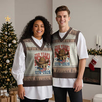 250th America Anniversary V-Neck Knit Sweater Vest Western Golden Retriever 4th of July