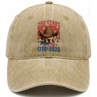 250th America Anniversary Washed Cotton Baseball Cap Western Golden Retriever 4th of July