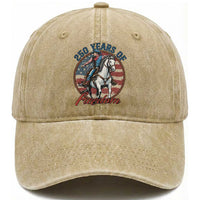 America 250th Anniversary Washed Cotton Baseball Cap American Flag Cowboy Rodeo 4th of July