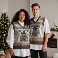 America 250th Anniversary V-Neck Knit Sweater Vest Western Cowgirl American Flag 4th of July