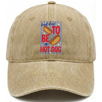 Bad Day To Be A Hot Dog Washed Cotton Baseball Cap 4th of July Summer Beach