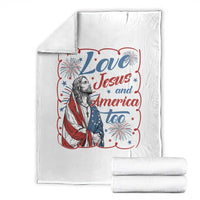 Loves Jesus and America Too Throw Blanket Patriotic Christian Jesus 4th of July