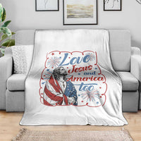 Loves Jesus and America Too Throw Blanket Patriotic Christian Jesus 4th of July