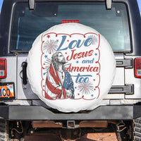 Loves Jesus and America Too Spare Tire Cover Patriotic Christian Jesus 4th of July