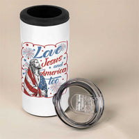 Loves Jesus and America Too 4 in 1 Can Cooler Tumbler Patriotic Christian Jesus 4th of July