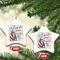 Loves Jesus and America Too Ceramic Ornament Patriotic Christian Jesus 4th of July
