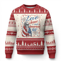 Loves Jesus and America Too Ugly Christmas Sweater Patriotic Christian Jesus 4th of July