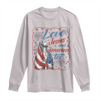 Loves Jesus and America Too Long Sleeve Shirt Patriotic Christian Jesus 4th of July