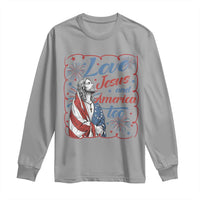 Loves Jesus and America Too Long Sleeve Shirt Patriotic Christian Jesus 4th of July