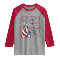 Loves Jesus and America Too Raglan Shirt Patriotic Christian Jesus 4th of July