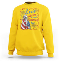 Loves Jesus and America Too Sweatshirt Patriotic Christian Jesus 4th of July