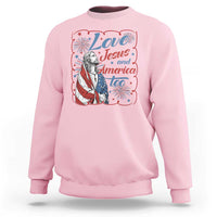 Loves Jesus and America Too Sweatshirt Patriotic Christian Jesus 4th of July