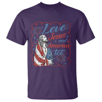 Loves Jesus and America Too T Shirt Patriotic Christian Jesus 4th of July
