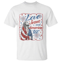 Loves Jesus and America Too T Shirt Patriotic Christian Jesus 4th of July