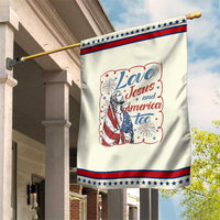 Loves Jesus and America Too Patriotic Garden Flag Christian Jesus 4th of July