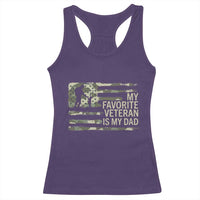 My Favorite Veteran is My Dad Racerback Tank Top Veteran Dad Camo American Flag