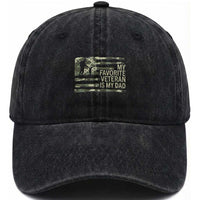 My Favorite Veteran is My Dad Washed Cotton Baseball Cap Veteran Dad Camo American Flag