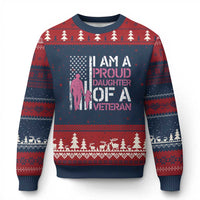 Proud Daughter Veteran Nothing Scares Ugly Christmas Sweater Patriotic Military Family Support