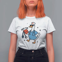 Funny Silly Goose ER Nurse T Shirt For Women Cuff 'Em - Wonder Print Shop