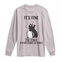 Funny Cat Nurse Long Sleeve Shirt It Is Fine I Am Fine Everything Is Fine - Wonder Print Shop