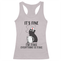 Funny Cat Nurse Racerback Tank Top It Is Fine I Am Fine Everything Is Fine - Wonder Print Shop
