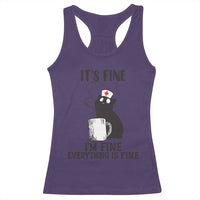 Funny Cat Nurse Racerback Tank Top It Is Fine I Am Fine Everything Is Fine - Wonder Print Shop