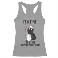 Funny Cat Nurse Racerback Tank Top It Is Fine I Am Fine Everything Is Fine - Wonder Print Shop